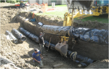 Pipe being installed in ground